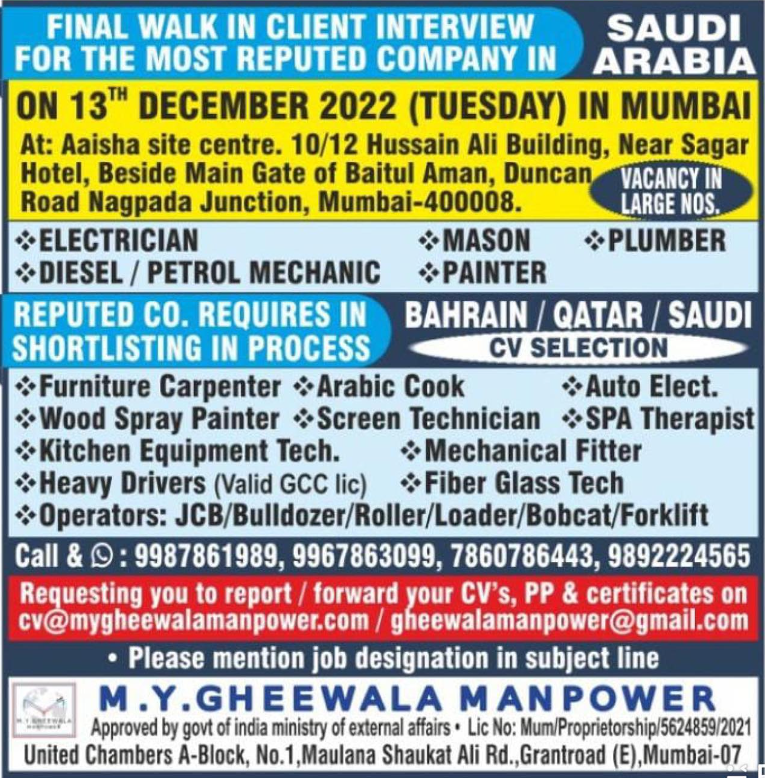 HIRING FOR MIDDLE EAST 