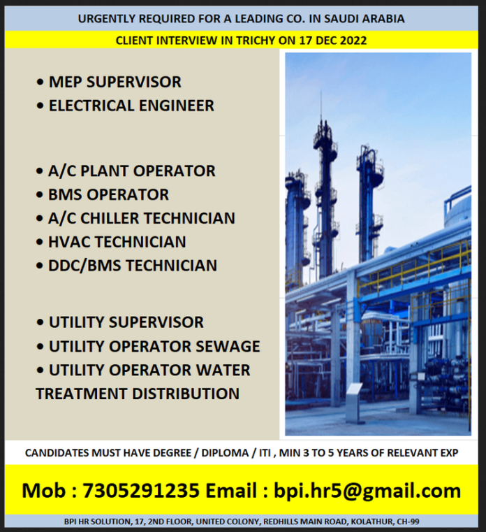 URGENTLY REQUIRED FOR A LEADING COMPANY IN SAUDI ARABIA - Googal Jobs