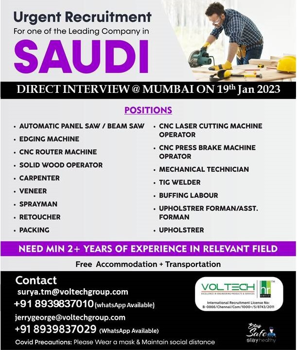 Recruitment For one of the Leading Company in Saudi 