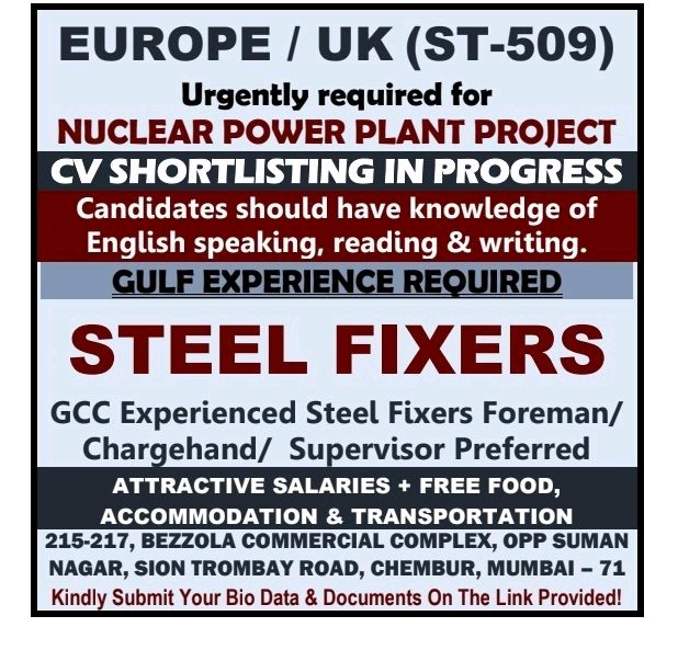 STEEL FIXER JOBS UK 🇬🇧 EUROPE - Googal Jobs