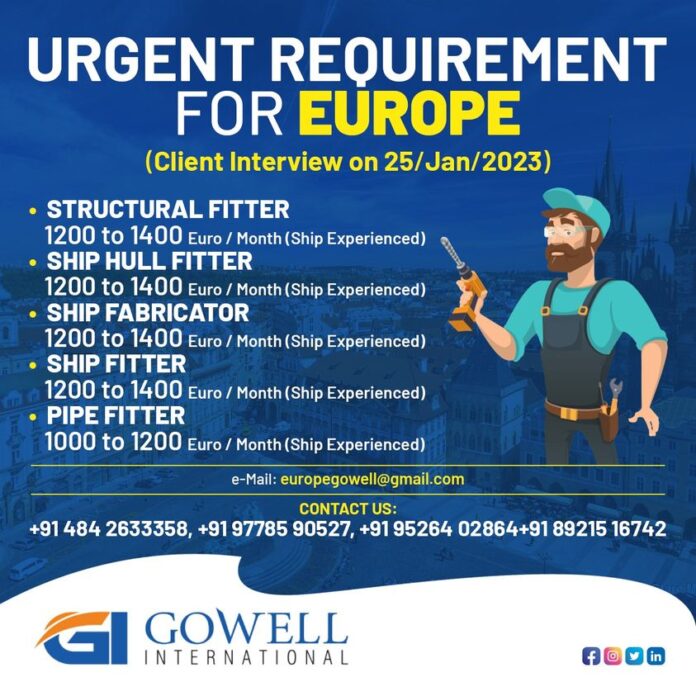 URGENT REQUIREMENT FOR EUROPE 