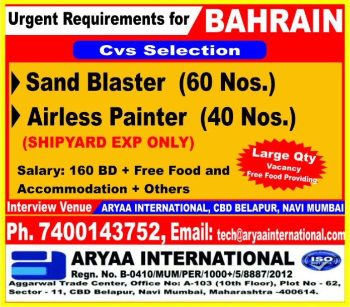 Urgent Requirements for Bahrain Shipyard Company