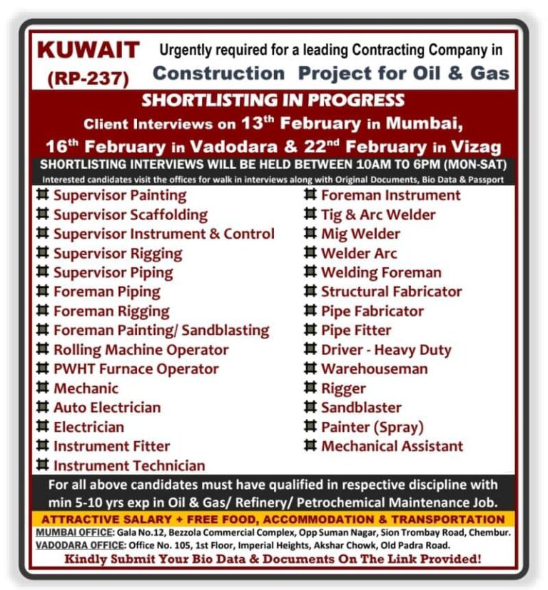 OIL AND GAS PROJECT KUWAIT  – Googal Jobs