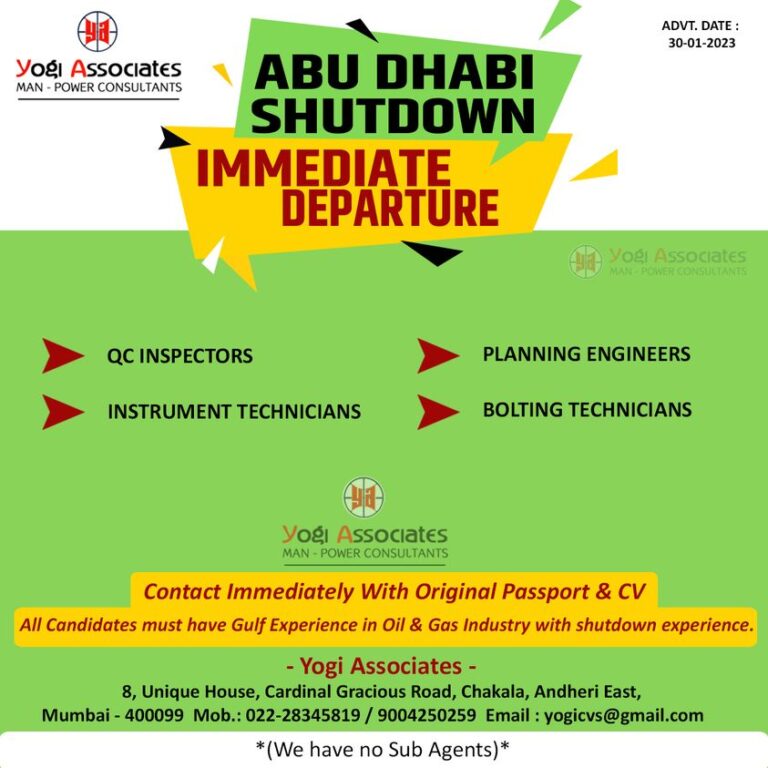 RECRUITING FOR ABU DHABI SHUTDOWN PROJECT  – Googal Jobs
