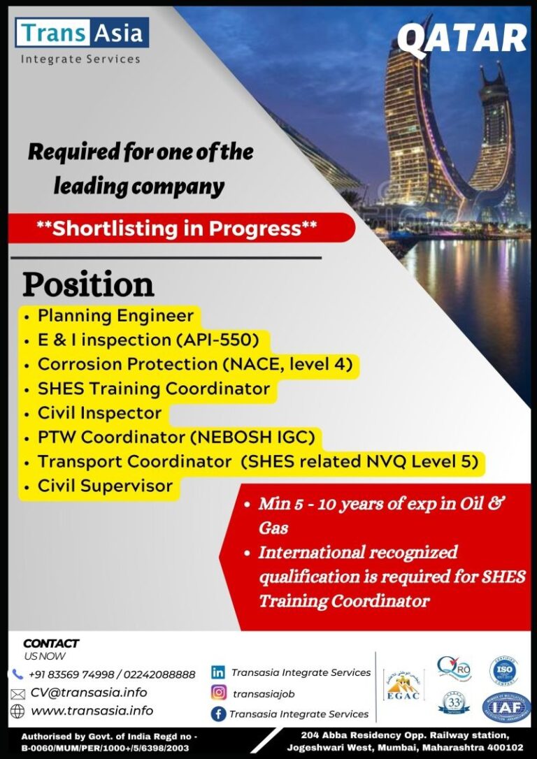 Required for one of the leading company Qatar – Googal Jobs