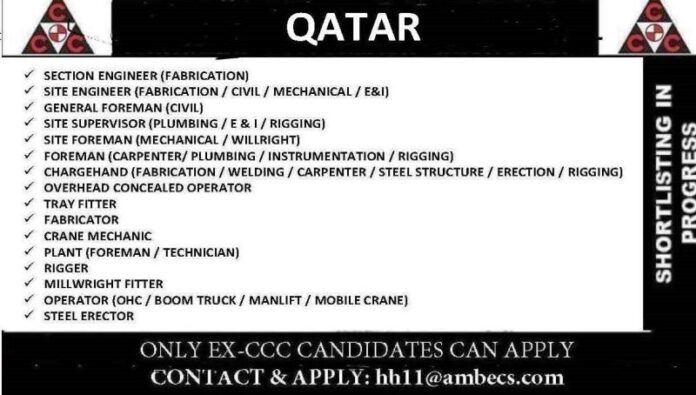 RECRUITING FOR CCC QATAR  - Googal Jobs