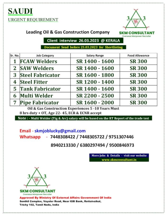 SAUDI - OIL GAS CONSTRUCTION COMPANY - Googal Jobs