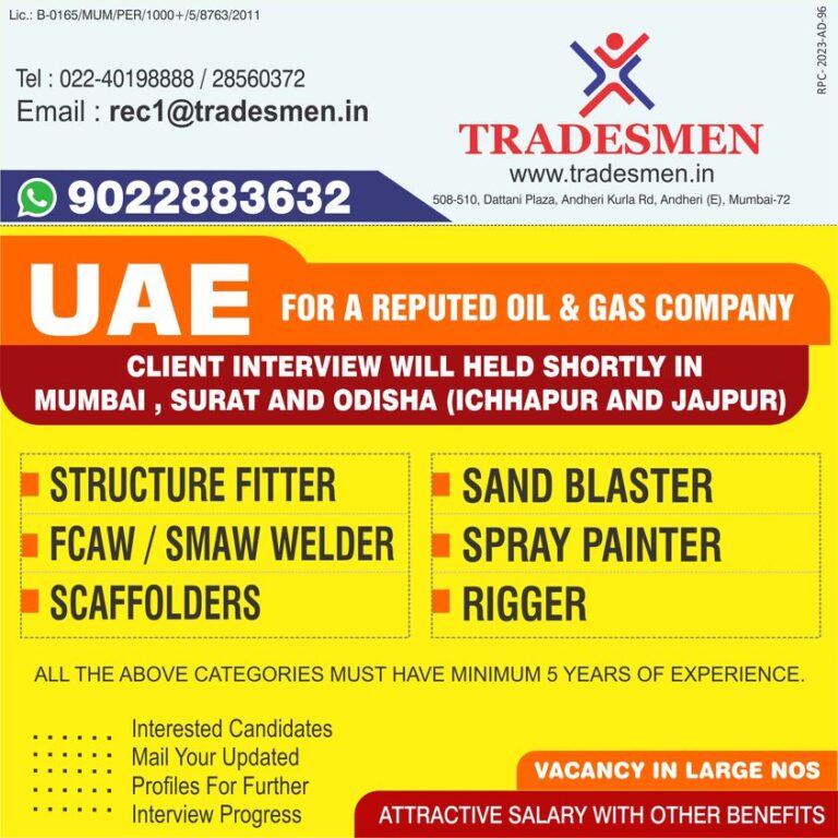 UAE – REQUIRED FOR A REPUTED OIL & GAS COMPANY – Googal Jobs