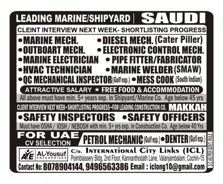 URGENT HIRING FOR SAUDI & UAE – Googal Jobs