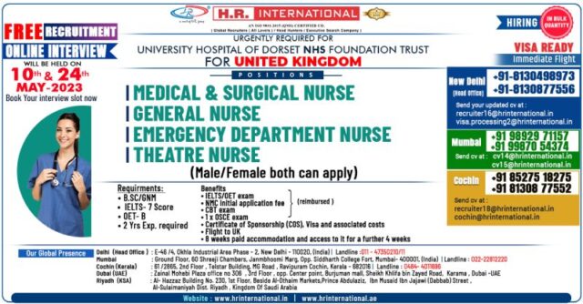 Required for University Hospital of Dorset NHS Foundation Trust for United Kingdom