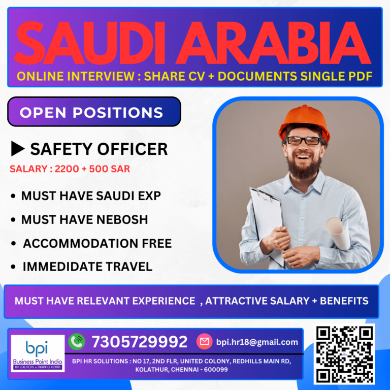 URGENTLY REQUIRED FOR A LEADING CO. IN KSA SAFETY OFFICER