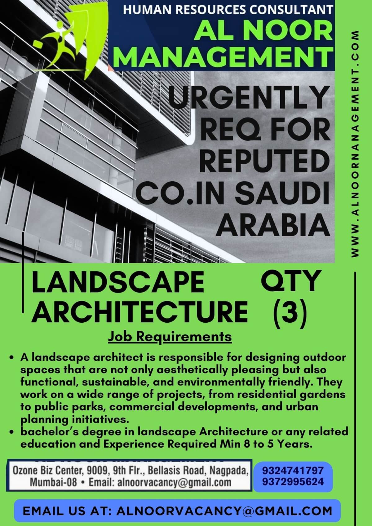 Urgently Required for LANDSCAPE ARCHITECTURE for Reputed Company in Saudi Arabia KSA