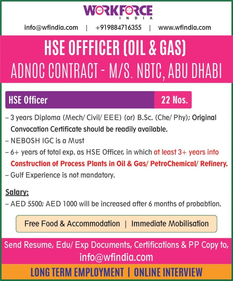 Abu dhabi uae jobs - hiring hse officer - adnoc contract - nbtc
