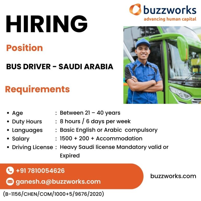 Hiring for Saudi – Bus Driver (Online Interview)