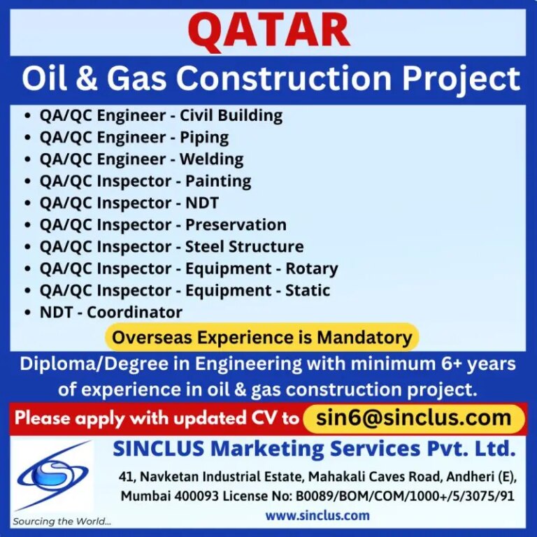 Urgent : Qatar Job Vacancies